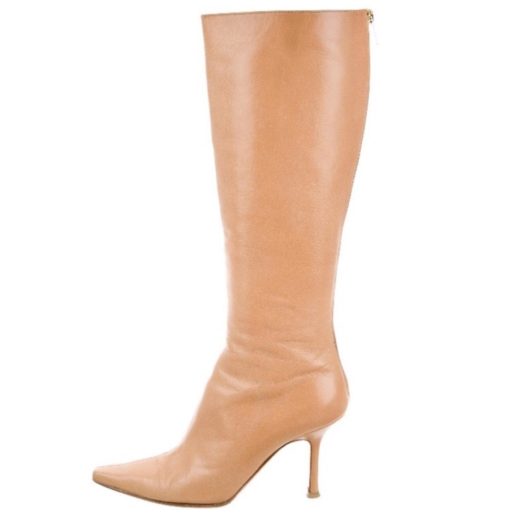 Jimmy Choo nude leather knee high boots
